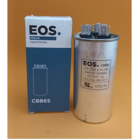 Capacitor Duplo 45+5UF 380V para Ar Condicionado- EOS